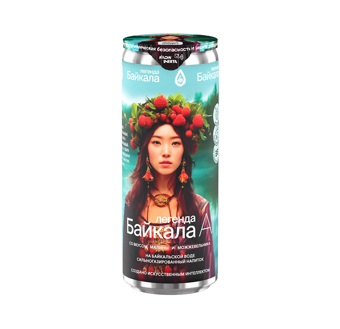 Напиток безалкогольный сильногазированный Легенда Байкала «AI» со вкусом малины и можжевельника 0,33 л