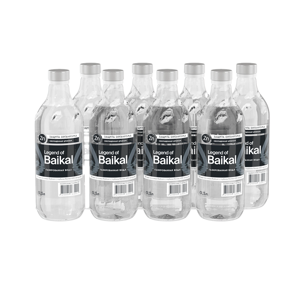 Минеральная газированная вода «Legend of Baikal ЗАЩИТА ОРГАНИЗМА» c цинком 0,5 л
