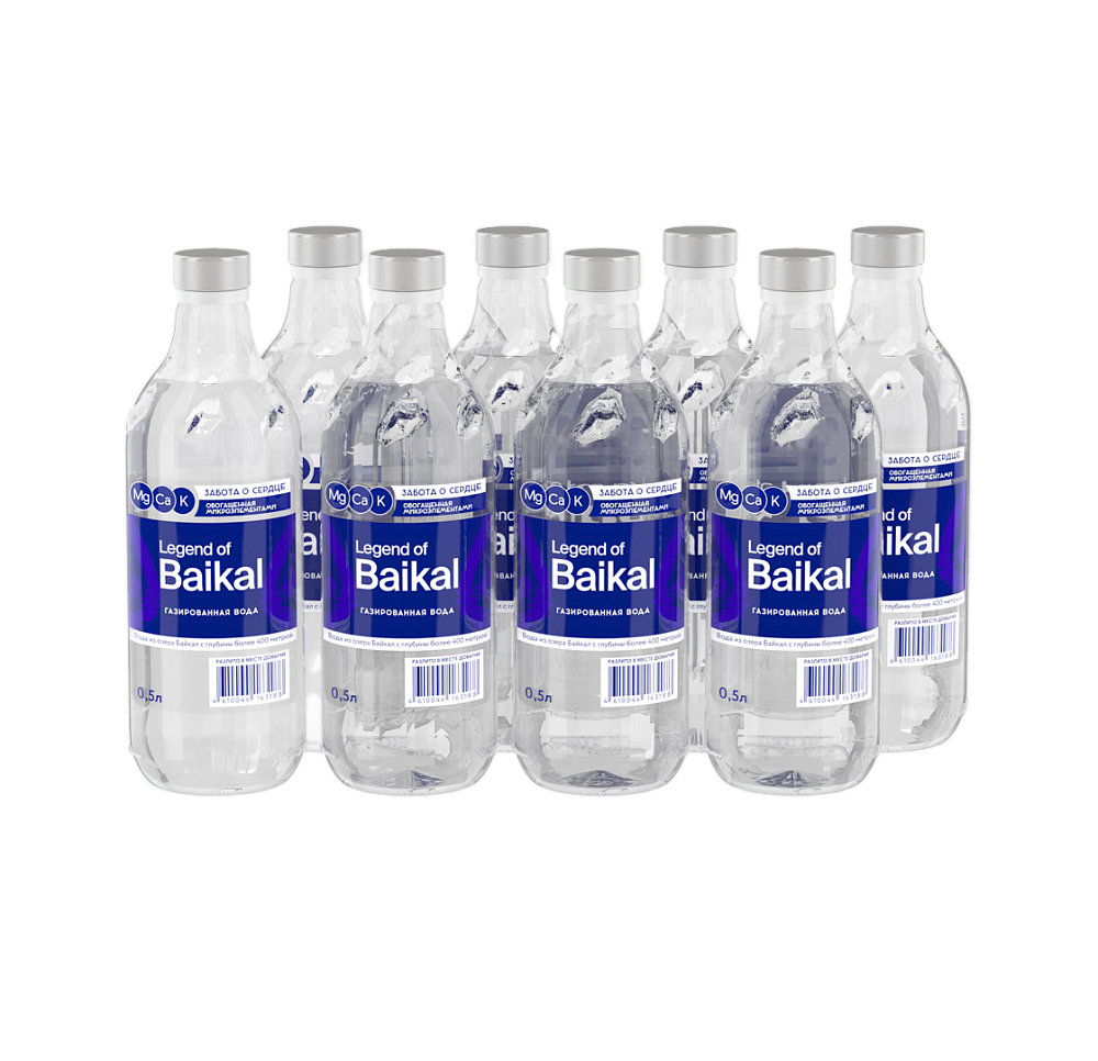 Минеральная газированная вода «Legend of Baikal ЗАБОТА О СЕРДЦЕ» c магнием, кальцием и калием 0,5 л