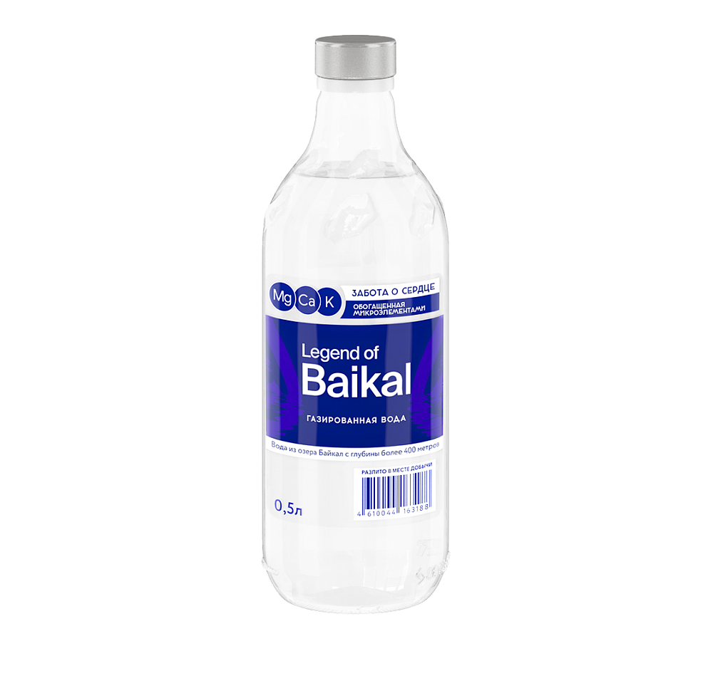 Минеральная газированная вода «Legend of Baikal ЗАБОТА О СЕРДЦЕ» c магнием, кальцием и калием 0,5 л