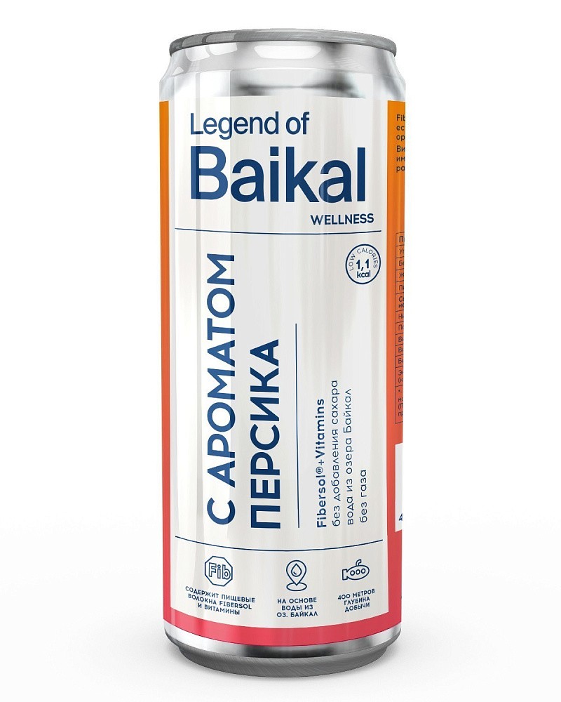 Напиток негазированный Legend of Baikal WELLNESS с ароматом персика 0,33л (упаковка 20 шт)