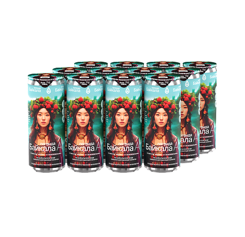 Напиток безалкогольный сильногазированный Легенда Байкала «AI» со вкусом малины и можжевельника 0,33 л