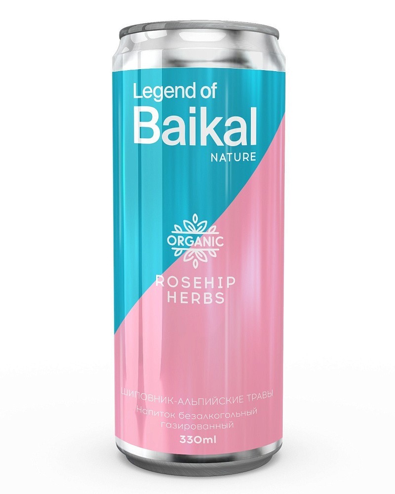 Напиток газированный Legend of Baikal NATURE шиповник-альпийские травы 0,33л (упаковка 20 шт)